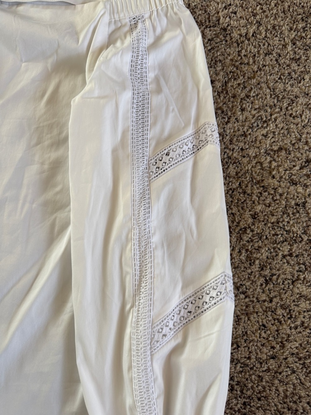 White House Black Market Off-the-Shoulder Lace Inset Top. - Picture 3 of 8